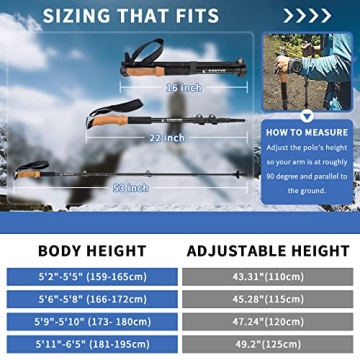 Aihoye Trekking Hiking Poles - Lightweight Adjustable 2 Pack