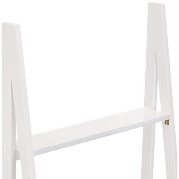 Durable 5-Tier Ladder Bookshelf Organizer in White Finish