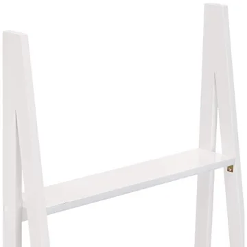 Durable 5-Tier Ladder Bookshelf Organizer in White Finish