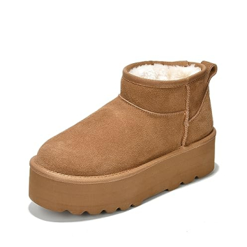 Project Cloud Women's 100% Genuine Suede Fur Ankle Boots - Winter Warmth & Style