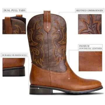 YZNVCG Cowboy Boots for Men - Classic Western Style
