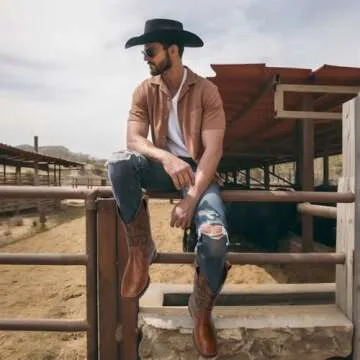 YZNVCG Cowboy Boots for Men - Classic Western Style