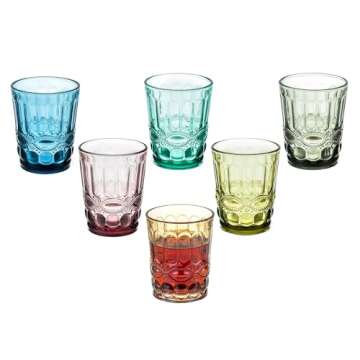 XKXKKE Glasses, Set of 6 Vintage 10 oz Drinking Cups, Embossed Water Glasses, Highball Cocktail Rocks Glass Crystal