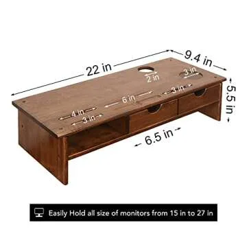 WAYTRIM Bamboo Monitor Stand - Ergonomic Desktop Riser