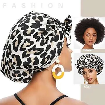 Satin Bonnet for Women, Silk Bonnet for Curly Hair, Silk Hair Bonnet for Sleeping Satin Bonnets for Black Women, Extra Large Bonnet with Tie Band