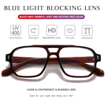 PORADAY Retro Blue Light Blocking Glasses for Everyone
