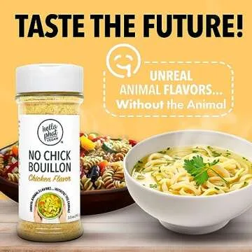 Hella Phat Vegan No Chick Bouillon - Lower Sodium, Flavor-Packed Vegan Broth Powder - Gluten-Free, Non-GMO for Soups, Ramen, Gravy & More - Easy-Dispense, Leak-Proof Shaker Bottle