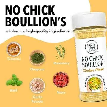 Hella Phat Vegan No Chick Bouillon - Lower Sodium, Flavor-Packed Vegan Broth Powder - Gluten-Free, Non-GMO for Soups, Ramen, Gravy & More - Easy-Dispense, Leak-Proof Shaker Bottle