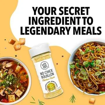 Hella Phat Vegan No Chick Bouillon - Lower Sodium, Flavor-Packed Vegan Broth Powder - Gluten-Free, Non-GMO for Soups, Ramen, Gravy & More - Easy-Dispense, Leak-Proof Shaker Bottle