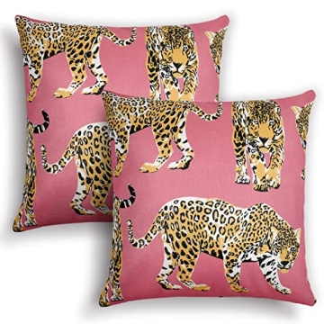 Buryeah 2 Pcs Leopard Preppy Throw Pillow Covers 18 x 18 Inch Cheetah Print Pillow Throw Cushion Cas...