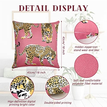 Buryeah Leopard Preppy Throw Pillow Covers Duo 18x18