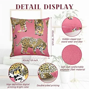 Buryeah Leopard Preppy Throw Pillow Covers Duo 18x18