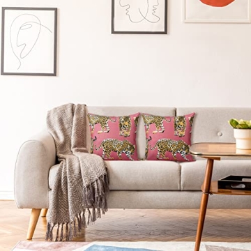 Buryeah Leopard Preppy Throw Pillow Covers Duo 18x18