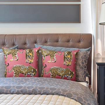 Buryeah Leopard Preppy Throw Pillow Covers Duo 18x18