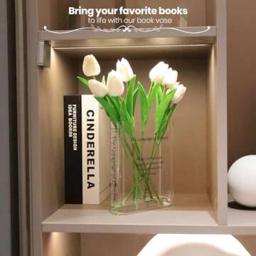 Alpharan Book Vase for Flowers Home Décor,Artistic and Cultural Flavor Decorative Acrylic Clear Vase for Home and Office,Creative Gifts for Book Lovers. (Transparent)