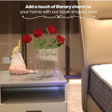 Alpharan Book Vase for Flowers Home Décor,Artistic and Cultural Flavor Decorative Acrylic Clear Vase for Home and Office,Creative Gifts for Book Lovers. (Transparent)