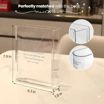 Alpharan Book Vase for Flowers Home Décor,Artistic and Cultural Flavor Decorative Acrylic Clear Vase for Home and Office,Creative Gifts for Book Lovers. (Transparent)