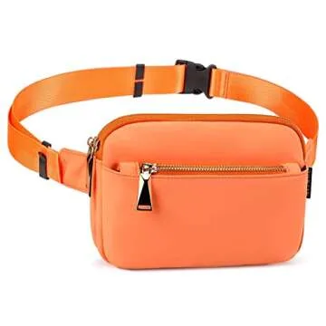 ZORFIN Fanny Packs for Women Men: Crossbody Belt Bag with Adjustable Strap - Fashion Waist Packs for Workout Running Traveling Hiking Orange