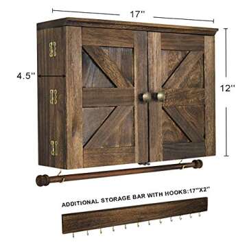 GLANT Rustic Wall Mounted Jewelry Organizer with Wooden Barndoor Decor,Wooden Wall Mount Holder,Jewe...