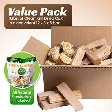 Firewood for Pizza Oven - All Natural Oak, 10lbs, Kiln Dried