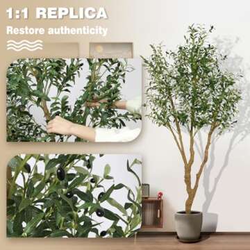 Celestdeco 6ft Artificial Olive Tree, Faux Olive Tree with Lifelike Fruits, 72 in Fake Olive Tree with Sturdy Plastic Nursery Pot, Artificial Plants for Office Home Living Room Indoor Outdoor Decor