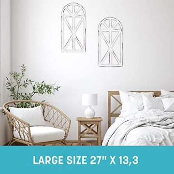 KIBAGA Beautiful Cathedral Window Frame Set of 2 – Rustic Farmhouse Wall Decor for Living Room