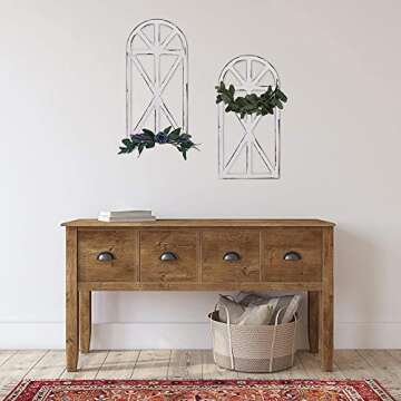 KIBAGA Beautiful Cathedral Window Frame Set of 2 – Rustic Farmhouse Wall Decor for Living Room
