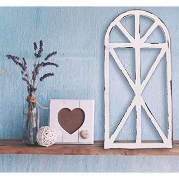 KIBAGA Beautiful Cathedral Window Frame Set of 2 – Rustic Farmhouse Wall Decor for Living Room