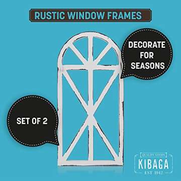 KIBAGA Beautiful Cathedral Window Frame Set of 2 – Rustic Farmhouse Wall Decor for Living Room