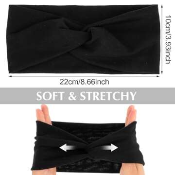 2 Pcs Black Turban Headbands for Women Non Slip Yoga Sports Headband Boho Stretchy Fashion Head Band...
