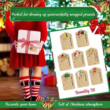 Zonon 720 Christmas Gift Tags Stickers for Holidays