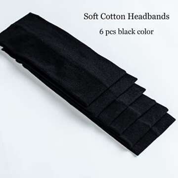 MLMOMVME 6 Pcs Black Headbands for Women Hair Cotton Headband Non-slip Stretchy Elastic Head Wrap Holder Hair Accessories
