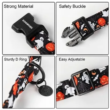 DOGWONG Cotton Dog Collar for Pets in Halloween Designs