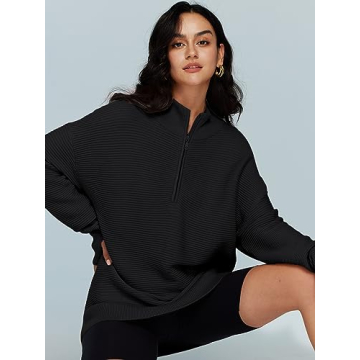 LILLUSORY Women's Cozy Half Zip Pullover for Fall