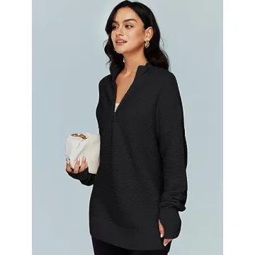 LILLUSORY Women's Cozy Half Zip Pullover for Fall