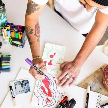 Posca Marker Brush in White, Posca Pens for Art Supplies, School Supplies, Rock Art, Fabric Paint, F...