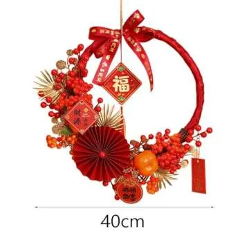 Almencla Chinese New Year Wreath - 2024 Dragon Year Celebration Decoration