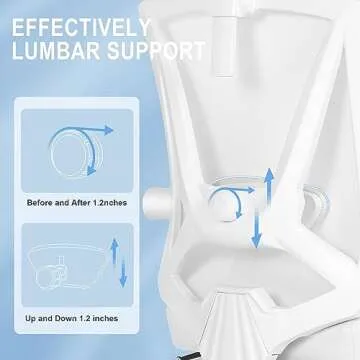 Misolant Ergonomic Office Chair with Footrest, Ergonomic Desk Chair with Adjustable 2D Lumbar Support, High Back Computer Chair with Adjustable Headrest, White Comfortable Leather Office Chairs