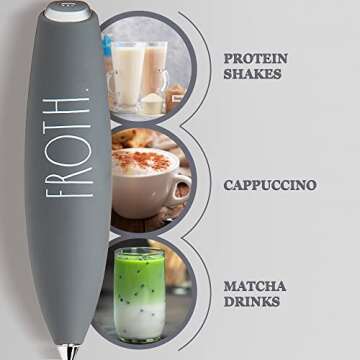 Rae Dunn Milk Frother- Handheld Electric Drink Mixer, Handheld Electric Milk Frother, Coffee Frother...