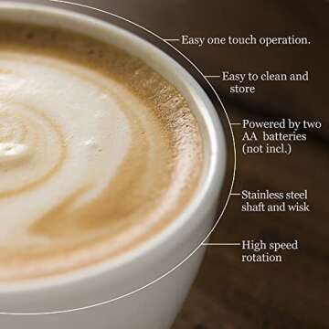 Rae Dunn Milk Frother- Handheld Electric Drink Mixer, Handheld Electric Milk Frother, Coffee Frother, Hand Blender, Frappe Maker, Handheld Latte Maker Milk Foamer (Grey)