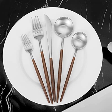 Elegant Vanys 20 Piece Matte Silverware Set for All Occasions