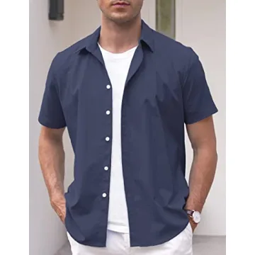 Stylish Coofandy Men's Linen Short Sleeve Shirt for All Occasions
