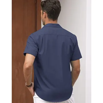 Stylish Coofandy Men's Linen Short Sleeve Shirt for All Occasions
