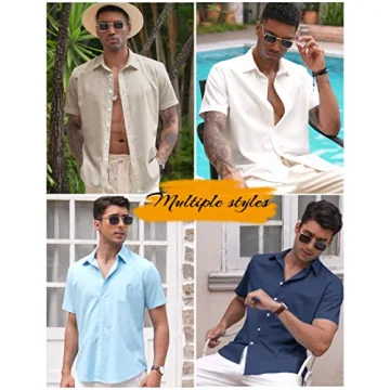 Stylish Coofandy Men's Linen Short Sleeve Shirt for All Occasions