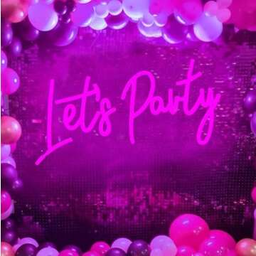 DAKABUKA Lets Party Neon Sign Pink LED Neon Let's Party Light Signs for Wall Decor Bachelorette Part...