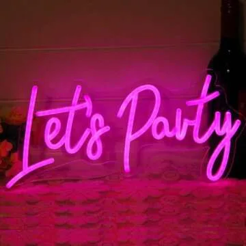 DAKABUKA Lets Party Neon Sign Pink LED Neon Let's Party Light Signs for Wall Decor Bachelorette Party Wedding Engagement Birthday Party with Dimmabel Switch (16 * 7.6inches) 5V USB