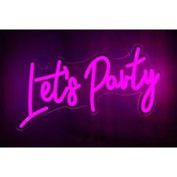 DAKABUKA Lets Party Neon Sign Pink LED Neon Let's Party Light Signs for Wall Decor Bachelorette Party Wedding Engagement Birthday Party with Dimmabel Switch (16 * 7.6inches) 5V USB