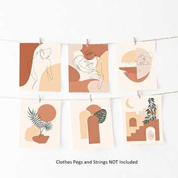 Abstract Wall Art, Minimalist Wall Art, Boho Wall Decor, Woman Line Art Botanical Plant Drawings Pos...