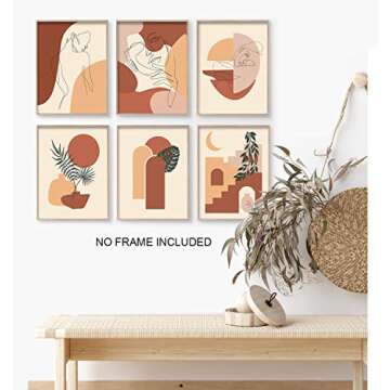 Abstract Wall Art, Minimalist Wall Art, Boho Wall Decor, Woman Line Art Botanical Plant Drawings Posters Prints, Wall Art for Bedroom, Kitchen Wall Art, Bathroom Decor, Office Wall Decor, (Set of 6,