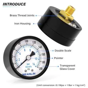 MEANLIN Well Pump Pressure Gauge 0-200Psi Accuracy
